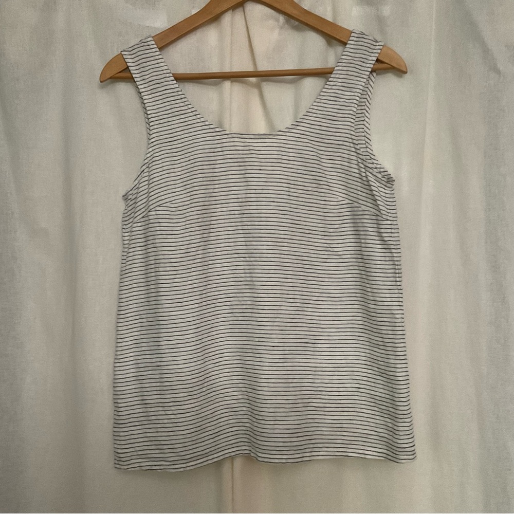 notPERFECTLINEN Linen tank top PORTO, tank top, b/w stripes, S/M, white & black